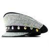 European and American new flat top hat fashion pearl rhinestone trend navy hat British retro versatile cap women