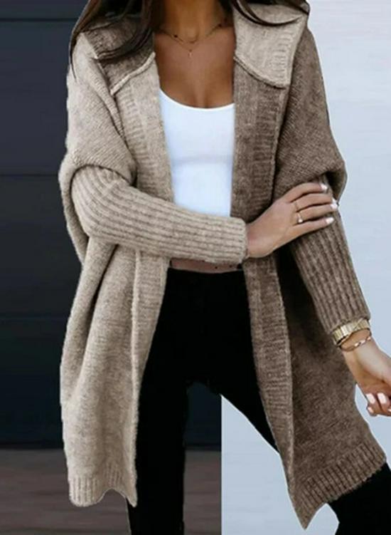 

Casual Hooded Color Block Knit Cardigan: European & American Style for Autumn/Winter Large