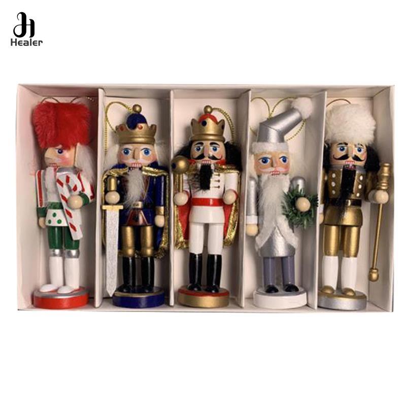 1pc 12/10.5cm Wooden Nutcracker Doll Soldier Miniature Figurines Handcraft Puppet New Year Christmas Ornaments Home Decor random