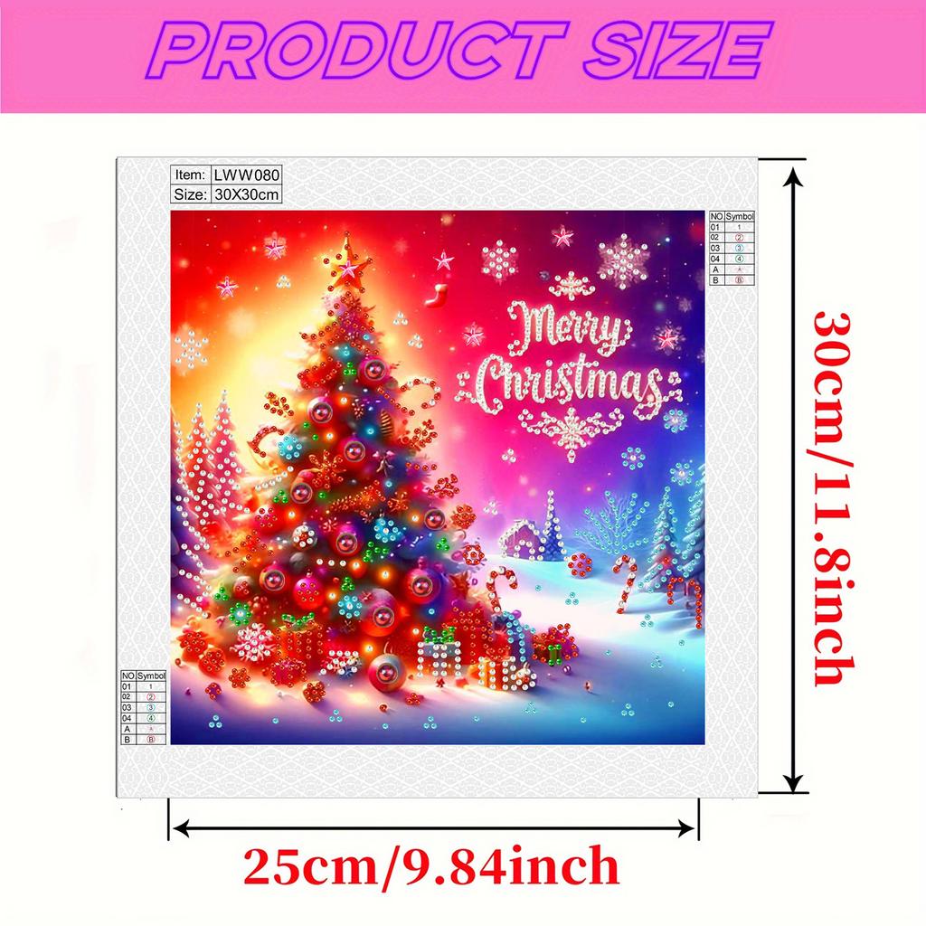 Xmas Tree 5D DIY Diamond Art Painting Kits for Home Office Wall Decor Special Shape Partial Drill Dimond Art Paintings 30x30cm