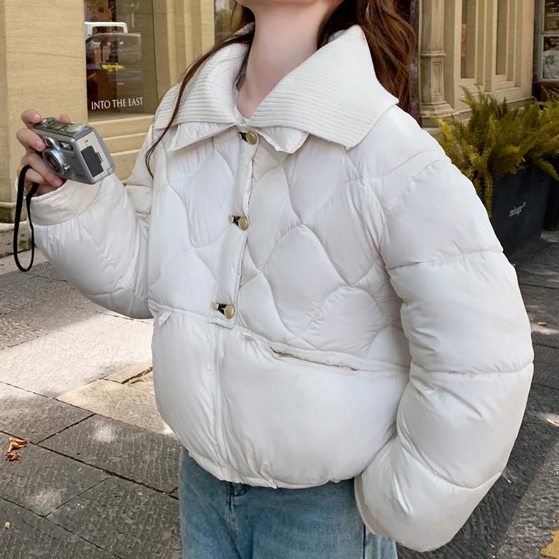 

Модные зимние женские куртки Толстые теплые короткие парки Свободное женское пальто 2XL бежевый