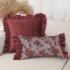 BUYNOW Red Rose Jacquard Hollandaise Lace Pillowcase Vintage Pastoral Living Room Sofa Cushion Cover Home Bedroom Saddle Decor