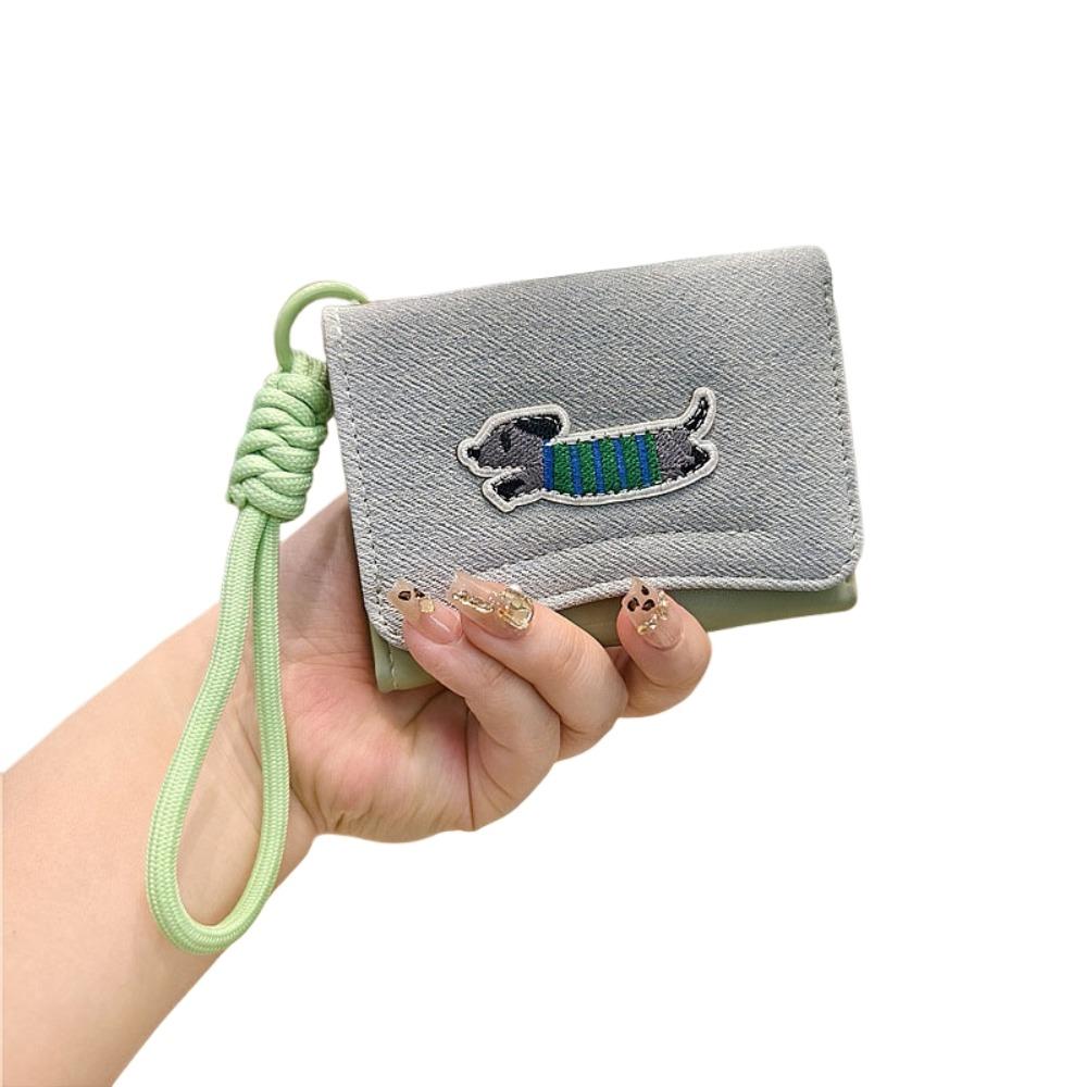 

Zipper Pouch Dachshund Embroidery Coin Purse with Keychain Pendant Small Item Bag Outdoor