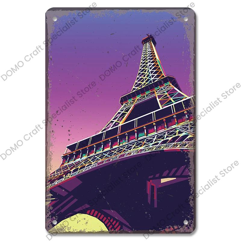 Vintage Paris City of Love Bastille Day Metal Tin Sign  French Wall Decor for Cafe Living Room Home  Retro Poster Plaque for Uni