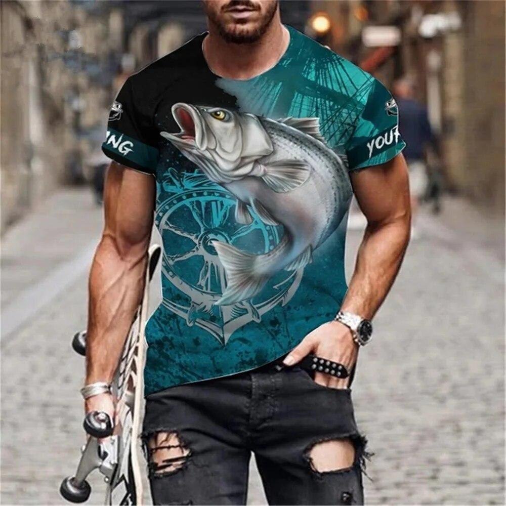 3D Printed Summer Fashion Outdoor Fishing  T-Shirt Europe And America Casual Retro Street Style Round Neck Short Sleeve Men Tees