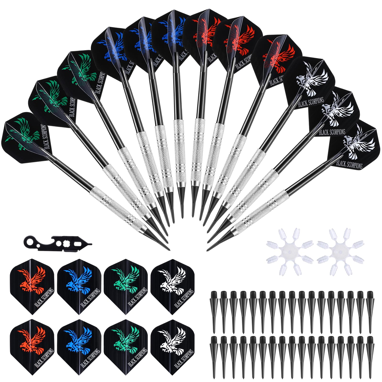 

GWHOLE darts 12 pieces house darts soft dart set 4 types of flights 50 pieces plastic tips 2BA practice party game board game beginner year-end party