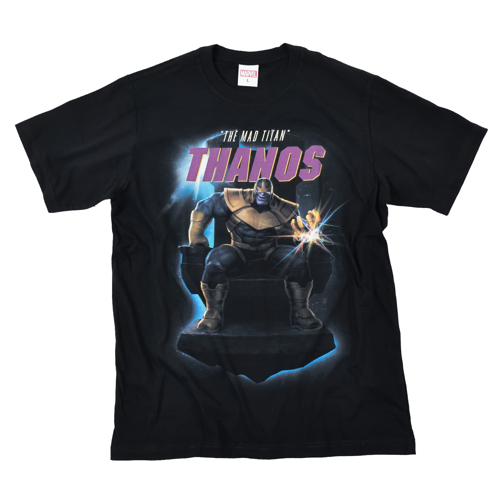 

EVERSOUL Marvel T-Shirt, Short Sleeve, Thanos, American Comic Character Merchandise, Iron Man, Venom, Hulk, Men s, Black, Size L [Parallel Import]