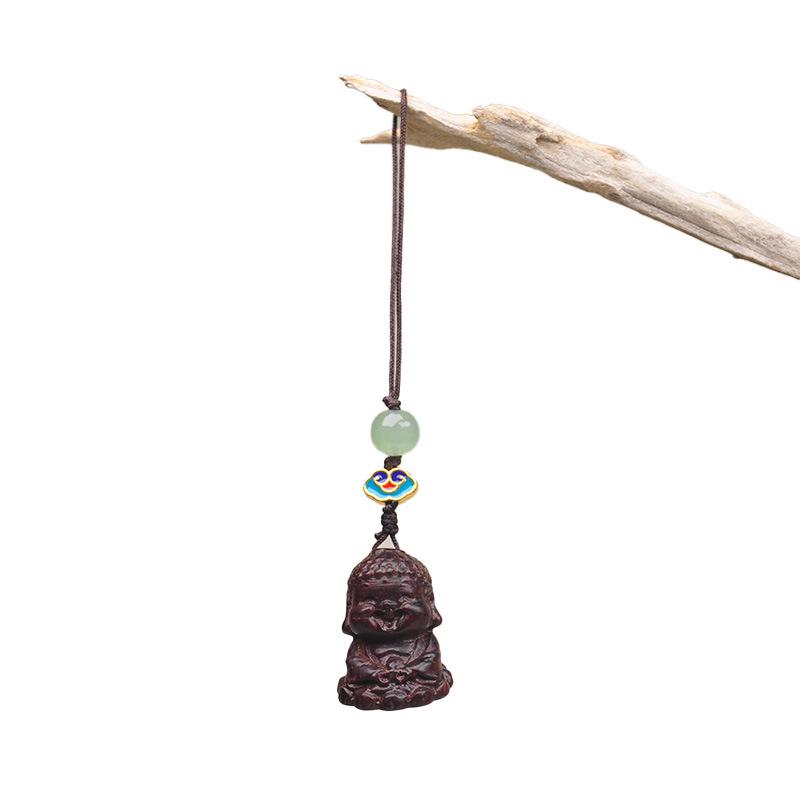 Green Sandalwood Zodiac Pendant: Carved Wooden Phone Chain & Keychain Charm