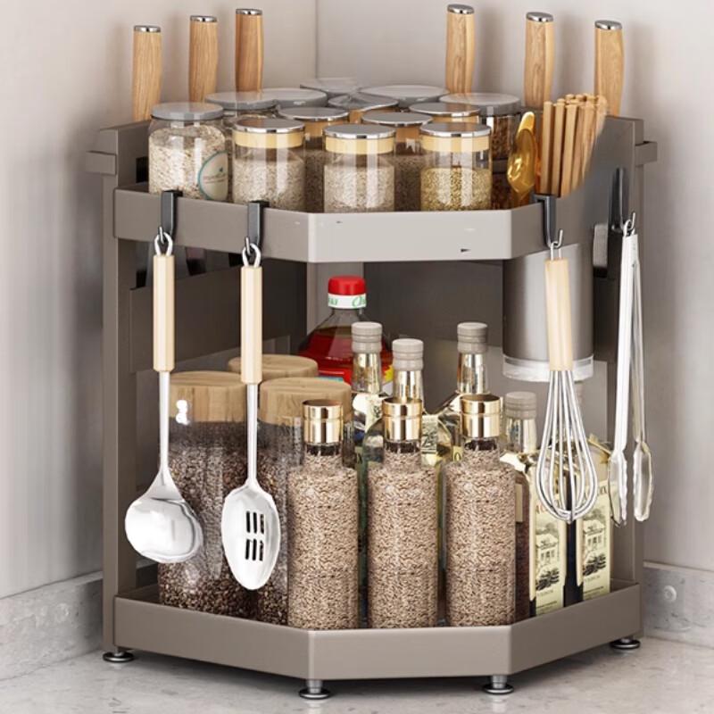 Yunshuang 2-stöckiger Edelstahl Küchen-Eckorganizer