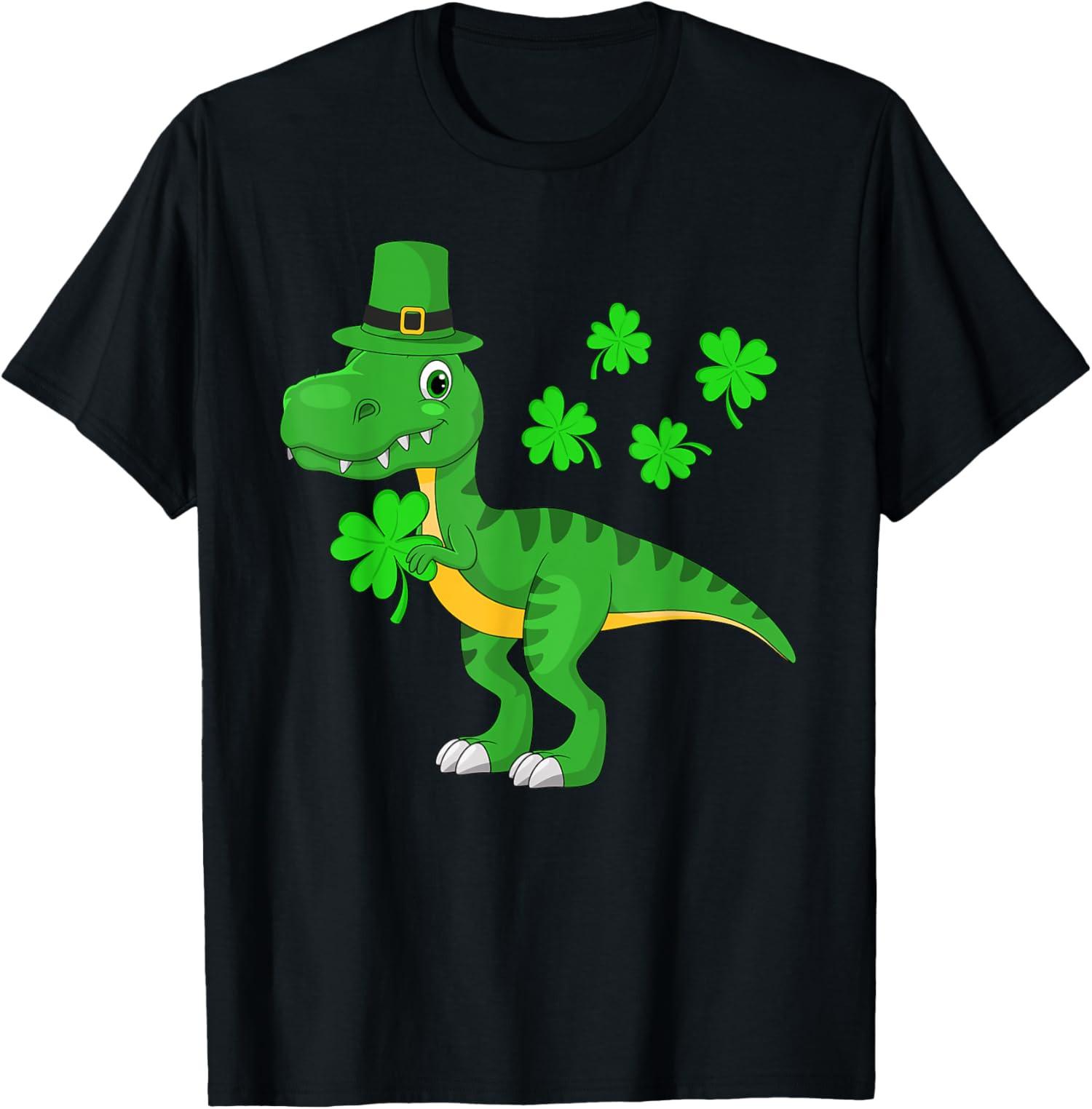 

St Patricks Day Dinosaur Shamrock Leprechaun Hat T-Shirt 5XL різнокольоровий