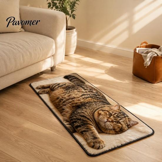 Washable Bathroom Mat Cute Cat Shape Rug, 3D Simulation Modeling, Soft Imitation Decorative Decor Cashmere Absorbent Floor Mat, Non-slip for