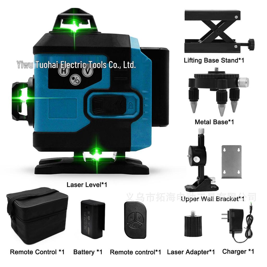 3D Green Light Infrared Laser Level with Automatic 16-Line Precision for Outdoor Use