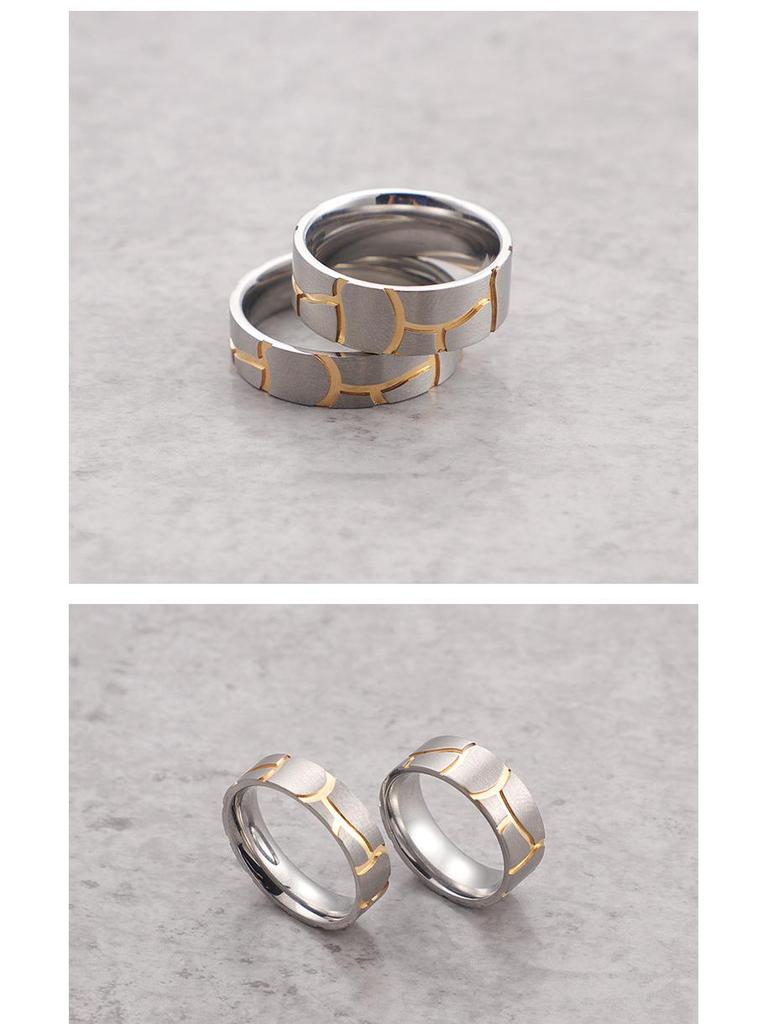 Titanstahl Zweifarbige Partnerringe – Gravierbarer Koreanischer Modeschmuck für Männer und Frauen.