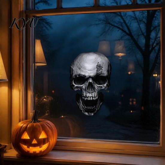 Creative Holiday Gifts for Friends Halloween Skull Static Window Stickers, Realistic Glass Decals, Waterproof PVC Stickers Clings, Removable