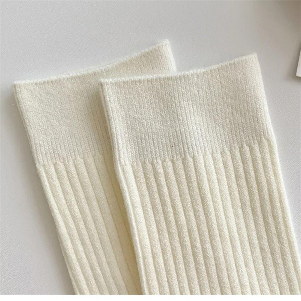 Solid Color Women Stockings Autumn Winter Long Knee High Socks Retro Soft Warm Socks