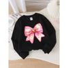 Kids Sweatshirt Crewneck Sweatshirt Pink Bow with Golden Stars Pattern Machine Washable, Spring And Autumn, Sportswear And Casual Wear