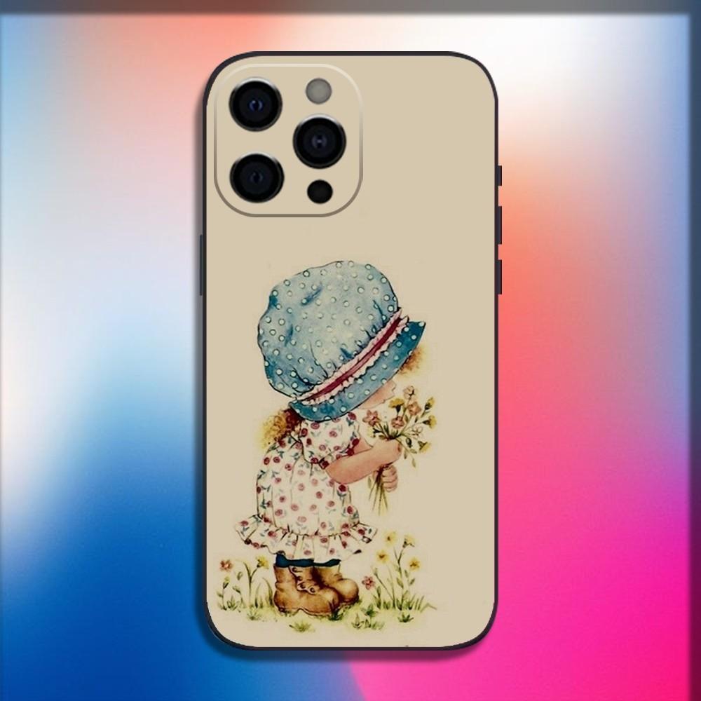 S-Sarah Kay Pattern Phone Case For iPhone 16,15,14,13,12,11,Pro,X,XS,Max,XR,Plus,Mini Soft Black Cover