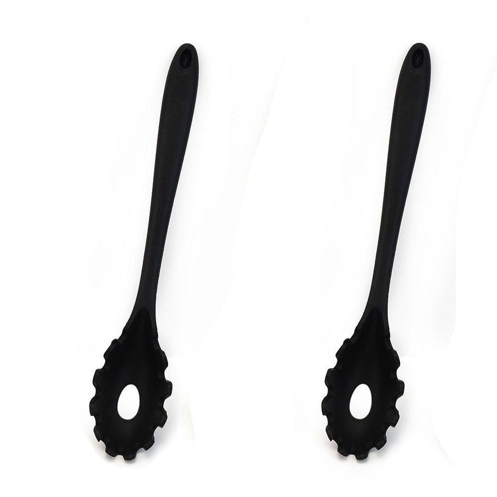 

2 Pcs Silicone Slotted Spoon Tooth Design Noodle Spoon New Cooking Utensils Kitchen чорний