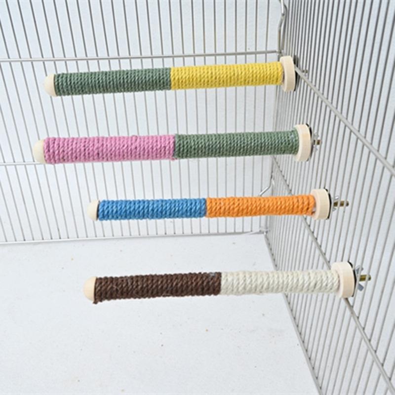 Juego de 4 Perchas Rascadores de Afilado para Loros Soporte para Pájaros Juguete para Jaula Palo Estante Juguete Percha de Afilado Suministros