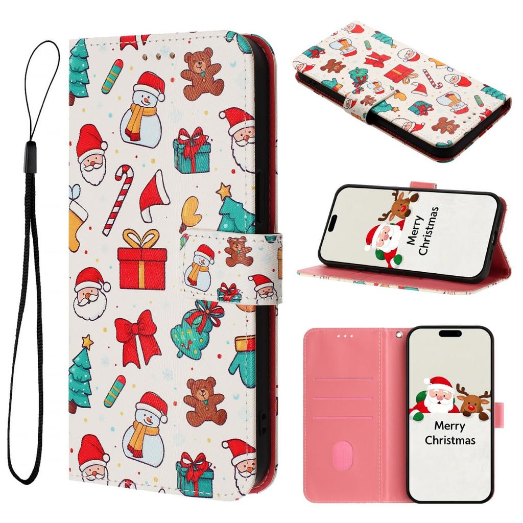 Weihnachts-Lederhülle für Samsung Galaxy A17 A07 A56 A36 A26 A16 A06 A55 A35 A25 A15 A05 S Hülle Flip-Brieftasche Handyhülle Coque