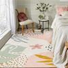 Green Print Machine Washable Living Room Rug Bedroom Bedside Non-Slip Floor Mat Indoor Carpet for Office Laundry Room Home Decor