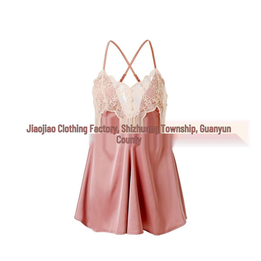 Lace See-Through Backless Nightgown & Robe Set for Women