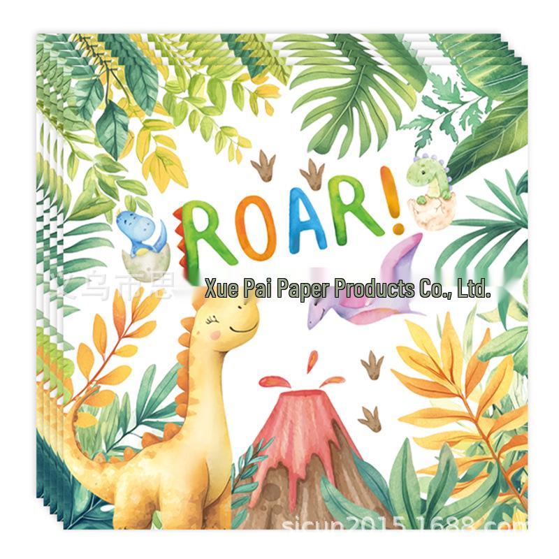 Cartoon Dinosaur Birthday Party Tableware Set: Plates, Napkins & Cups