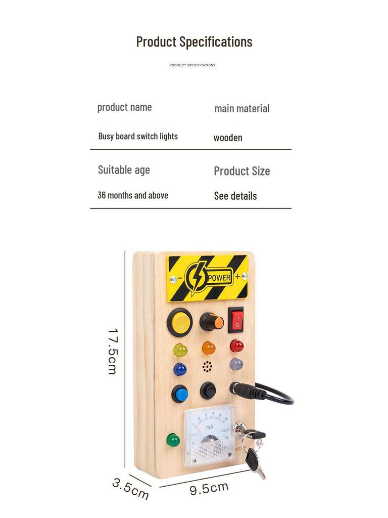 Interactive LED Busy Board: Wooden Educational Toy with Electronic Switches for Kids