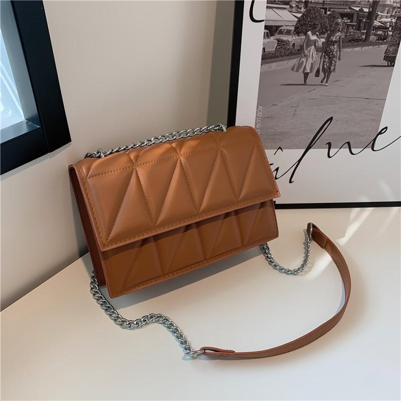 Trendy Small Square Bag With Quilted Chain And Embroidery Perfect For Everyday Use