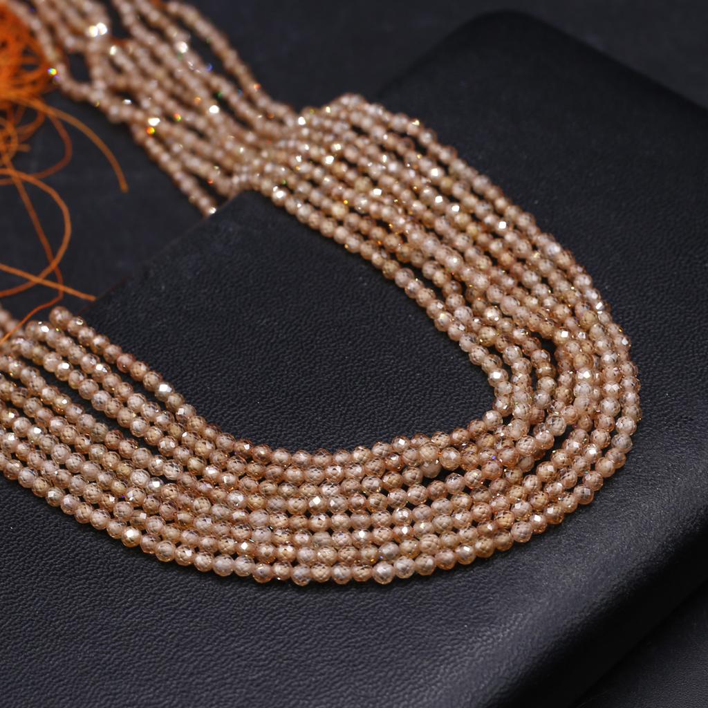 Facettierte Perlen aus Naturstein, Zirkon, kleine Perlen, 3 mm, Charms für Schmuckherstellung, DIY-Halskette, Armband, Ohrringe, Zubehör