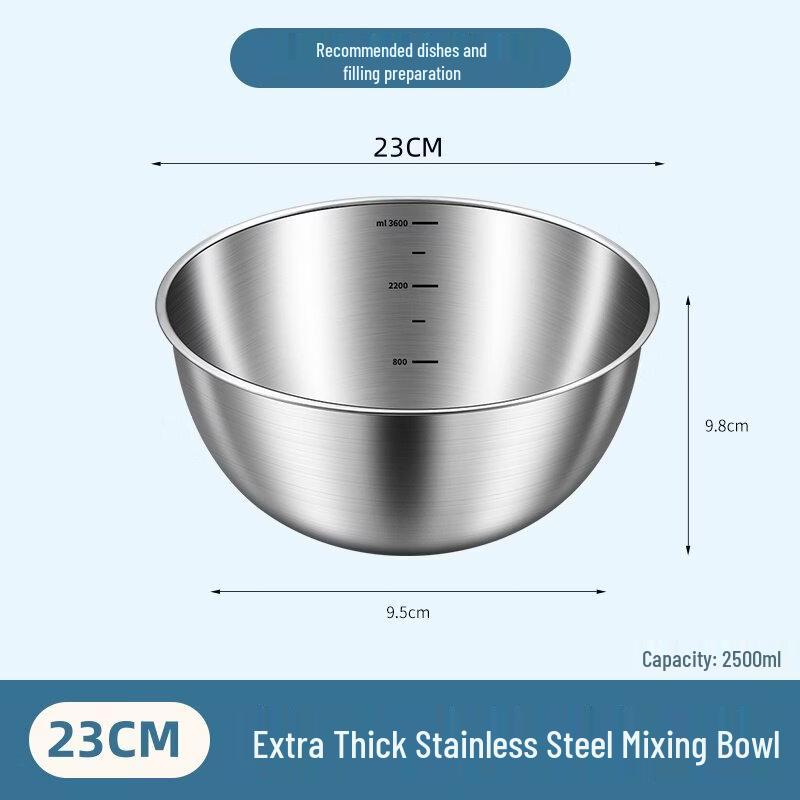 ZISIZ Food-Grade Thickened Stainless Steel Enamel Salad Bowl