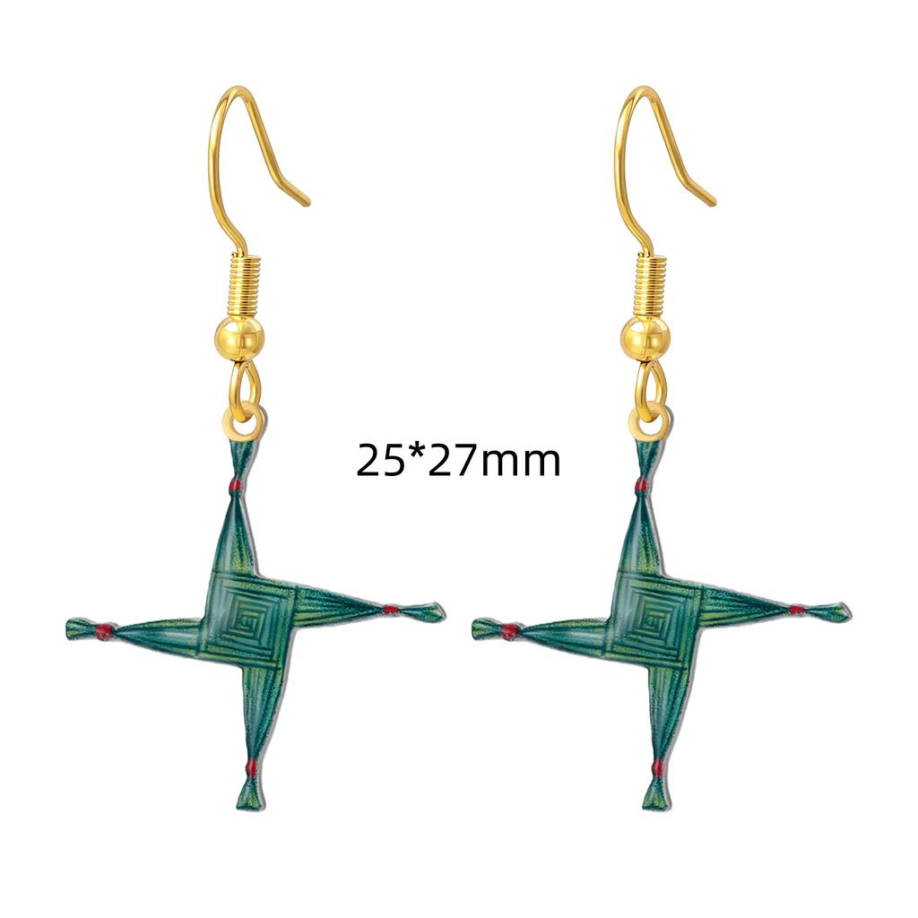St. Brigid's Cross Earrings for Women Goddess Brigid Earrings Stainless Steel Irish Cross Jewelry for Imbolc St. Brigid's Day