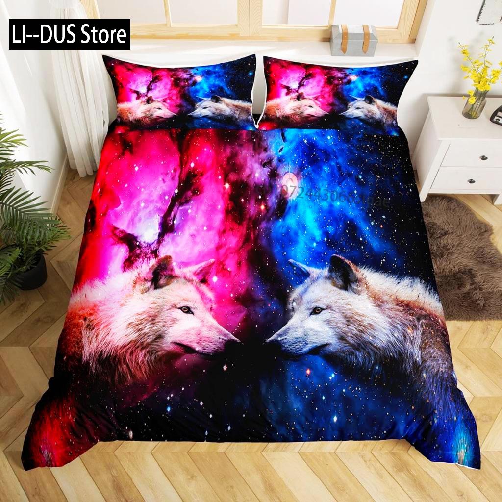 

Comforter Wolf Queen For Kids Teens Microfiber Animal Theme Snow Wolf Pattern Wild Animal Printed Bedding Set Comforter (quilt)-EU Single(135*200cm)3pcs