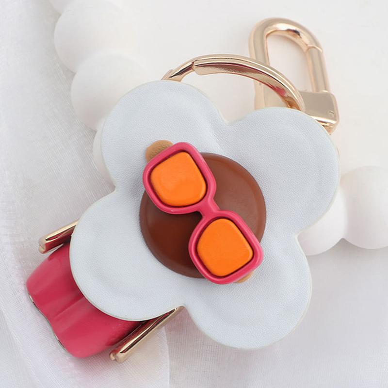Sweet Cool Flower Doll Keychain Creative Snowboarding Pendant Keyring  Bag Charm Key Hanging Decoration Gifts