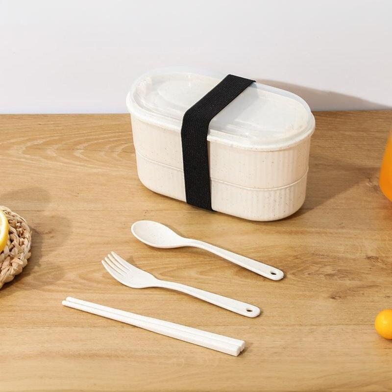 Double-Layer Lunch Box Lunch Box Food Storage Container Fresh-Keeping Box Microwave Tableware Lunch Box