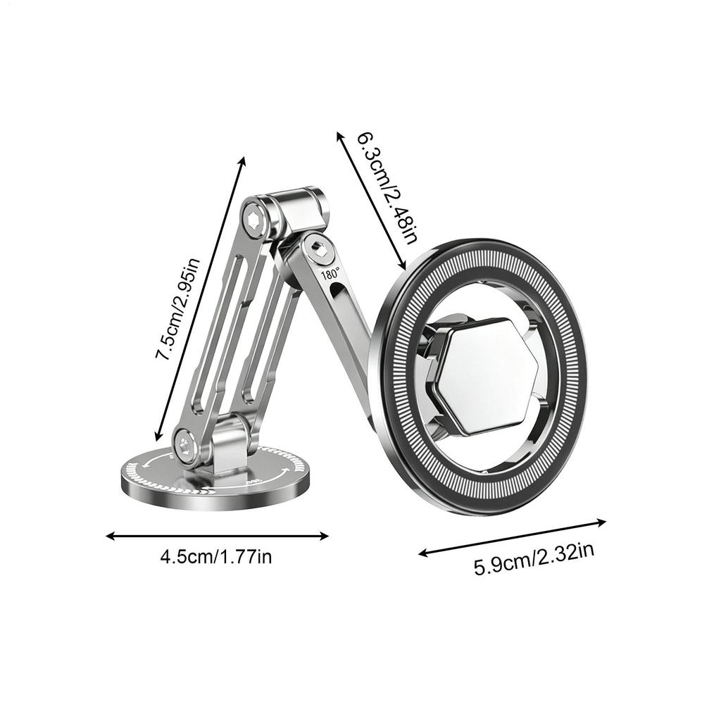 Universal Magnetic Phone Holder For Car 360 Degree Rotating Foldable Aluminum Alloy Phone Mount For Dashboard Windshield