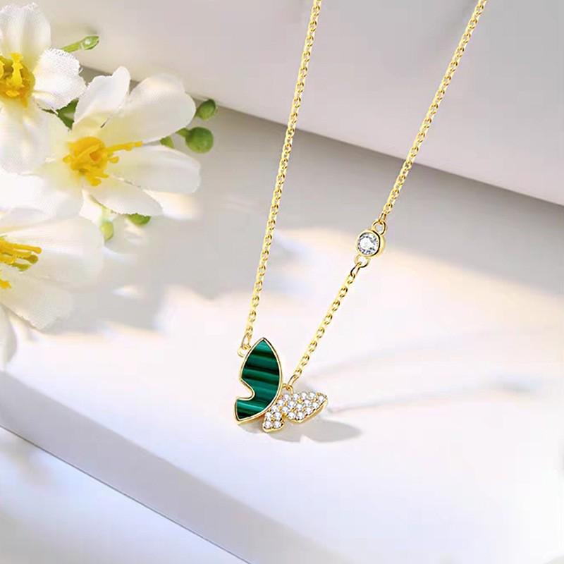 Green Wonderland Butterfly Clavicle Pendant - S925 Sterling Silver Necklace for Women S925 Silver