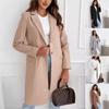 2024 Women's Autumn Winter Wool Coat Mid Length Solid Color Buttons Simple Fashion