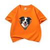 Kids Cotton T Shirt Adorable Collie Dog Zipper Print Crew Neck Short Sleeve Tee Casual Breathable Boys Girls Summer Tops