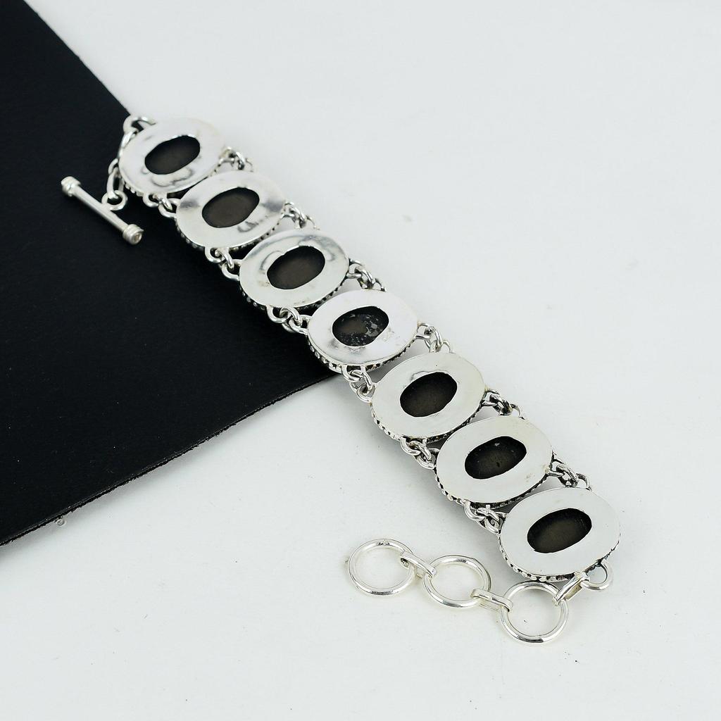 Dainy Svart Onyks Edelstein Håndlaget 925 Sterlingsølv Armbånd, Svart Onyks Armbånd Til Kone, Unisex Armbånd, Bryllupsgave