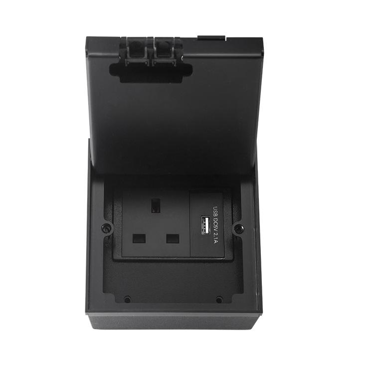 Gold Concealed Euro Floor Socket with USB Charging, Stainless Steel Flush Design