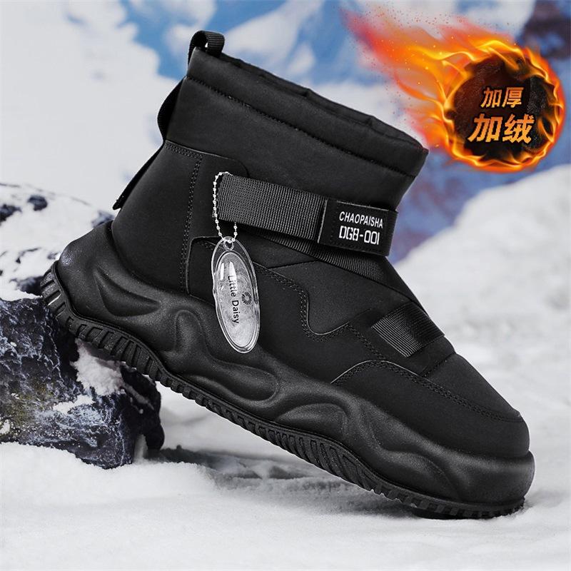 

Флисовые теплые мужские ботинки для улицы, высокие зимние ботинки, мужские зимние 2024, модные пушистые ботинки, утепленные хлопковые ботинки мужские 39