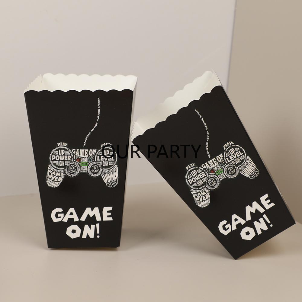

10Pcs Video Game on Theme Popcorn Box Black GamePad Candy Snacks Cookie Packing Boxes for Boy Birthday Game Night Party Decor 7x5x11.5cm