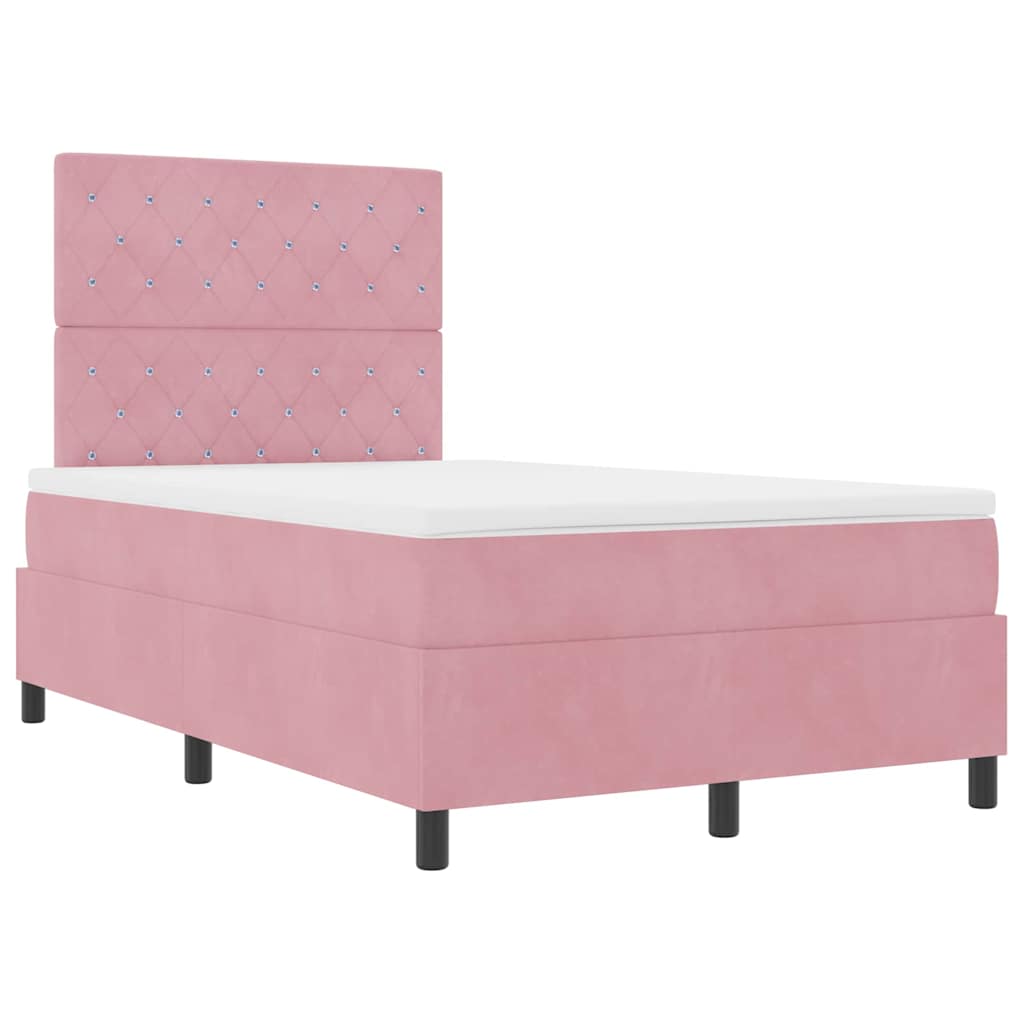 Boxspring Bed with Mattress and Headboard Pink 120 x 200 cm Velvet