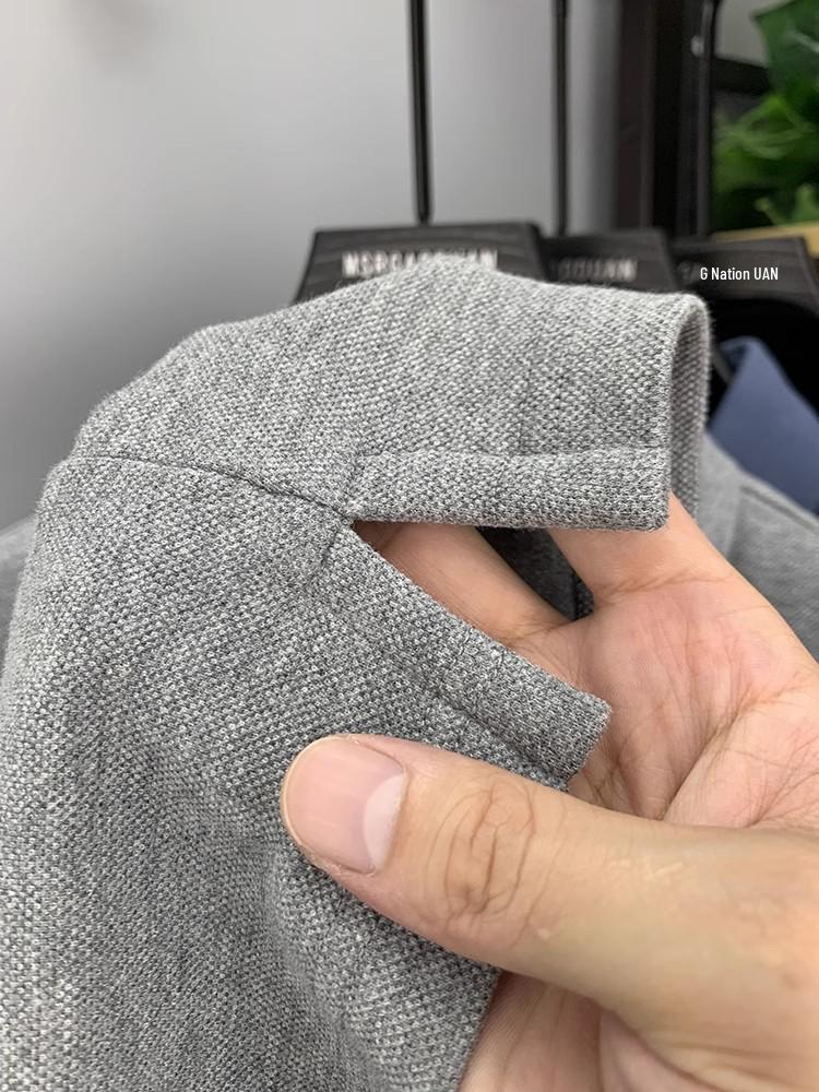 Herren Fleecegefüttert Bestickt Langarm Poloshirt - Herbst/Winter 2025 Business Casual Umlegekragen