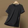 Tricou bărbătesc din mătase de gheață, cu uscare rapidă, elastic, subțire de vară, mărime plus, croială lejeră, gât rotund, mânecă scurtă