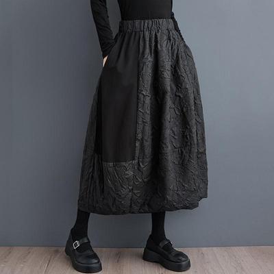Black Plus Size High Waist Vintage Spring Autumn Casual Loose Midi Long for Woman Skirts Womens Skirt