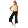 Pantaloni Capricci Larghi Elasticizzati a Vita Alta 3/4 da Donna Vestibilità Casual Pantaloni Lunghi con Tasche