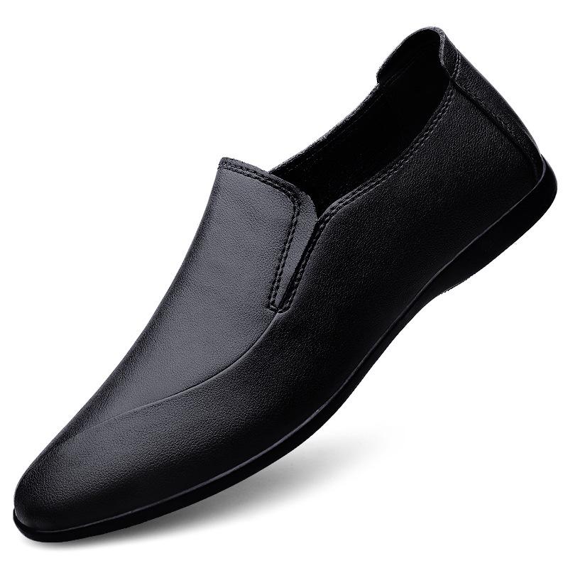 Spring Men s Trendy Casual Black Leather Shoes - Hand-Textured Korean Style 41