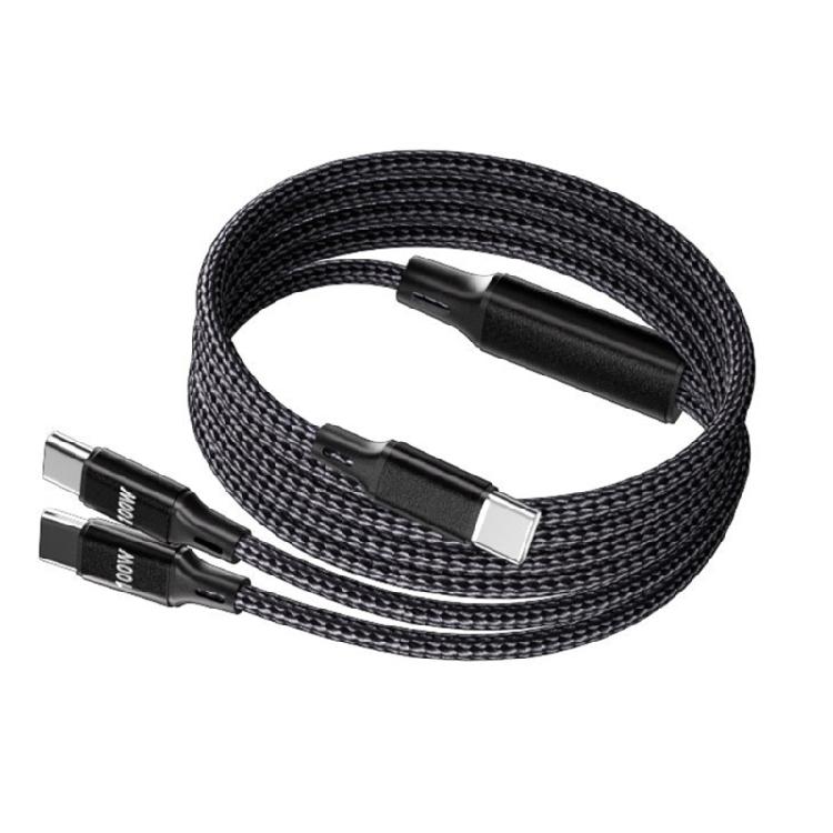 2 in 1 100W Fast Charging Type C Cable Fast Charging Cord USB C Charger Nylon Braided Cable for Phone Laptop Accessories